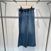 艾诺丝女装2025秋季新款时尚百搭蓝色高腰牛仔裤女直筒裤AR324019