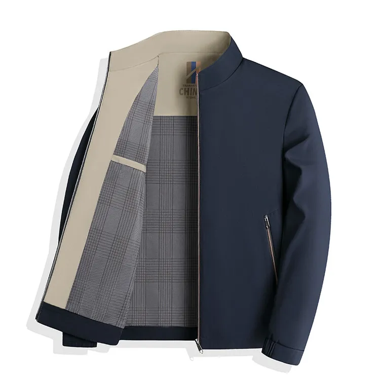 春秋季夹克立领中年男士休闲商务外套男行政夹克衫6618爸爸春季