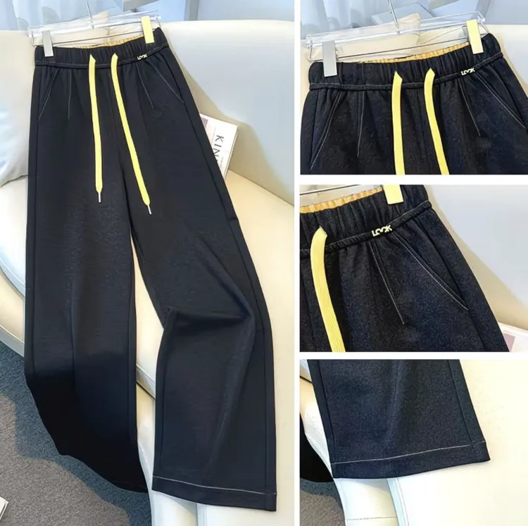 早秋上新！丹宁风空气层抽绳款牛仔直筒裤！