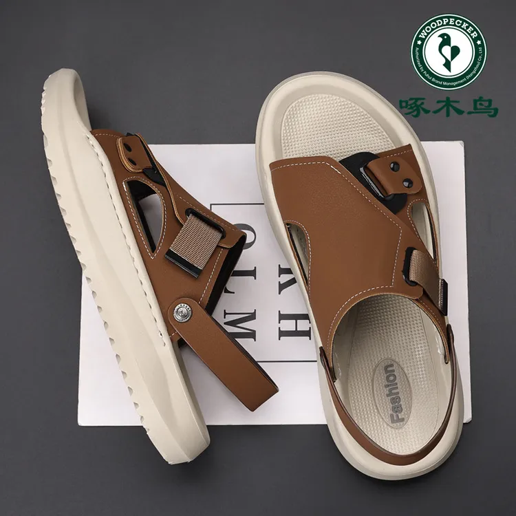 啄木鸟凉鞋男款夏季休闲运动潮流沙滩鞋男士厚底户外开车两用拖鞋