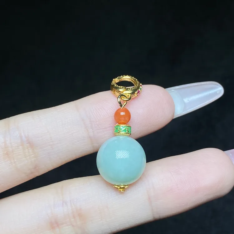 【小北严选】S925银翡翠吊坠约11.5mm+带绳【多样性发一】-AH19X390
