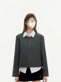 简约刺绣白色衬衫女显瘦设计感短款外套套装