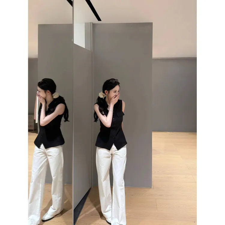 秋季时尚洋气休闲服装气质简约时髦衣服百搭修身显瘦高腰直筒裤女