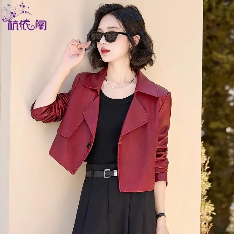 皮衣外套女2025秋季新款休闲小个子短款复古百搭减龄机车夹克上衣