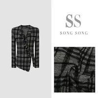 SONG-原创【屿墨格调】冬季加厚绒保暖格纹高级不规则显瘦上衣