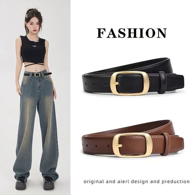 2025新款真皮女士牛皮皮带简约装饰日常休闲百搭韩版牛仔裤腰带女