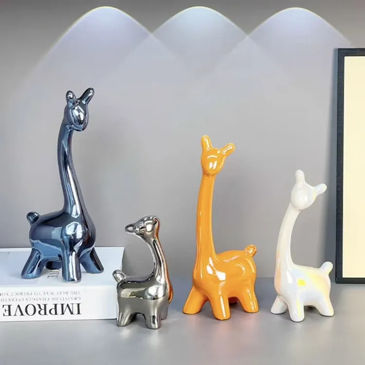 炫彩陶瓷鹿高端大气装饰品摆件桌面客厅玄关轻奢家居乔迁礼物摆件