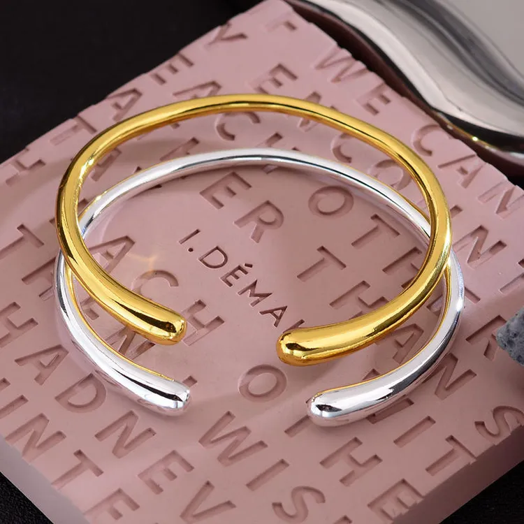 925银手镯 极简鲁伯特泪滴开口手镯镯子小众设计高级感冷淡风潮搭