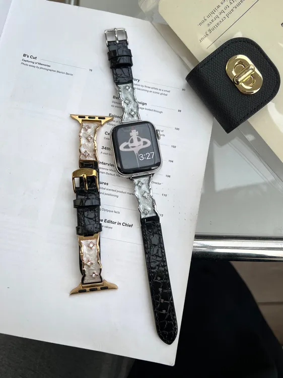 鳄鱼纹质感皮质表带苹果手表带iwatch applewatchs10987se适用