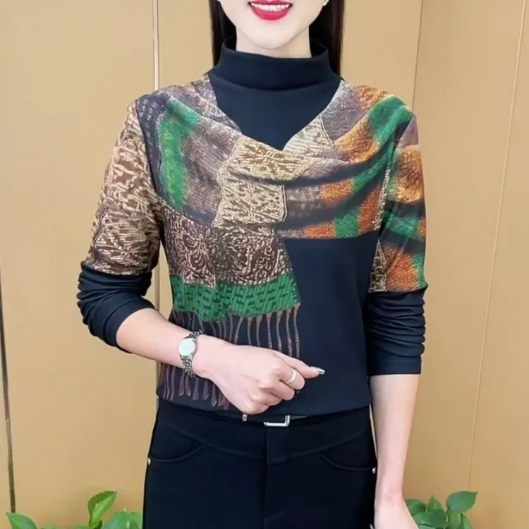 高级感小衫秋冬新款洋气百搭宽松半高领可外穿精致打底保暖上衣女