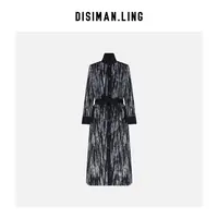 迪丝嫚苓黑色外套气质轻奢时尚中长款显瘦秋冬小众优雅感原创设计