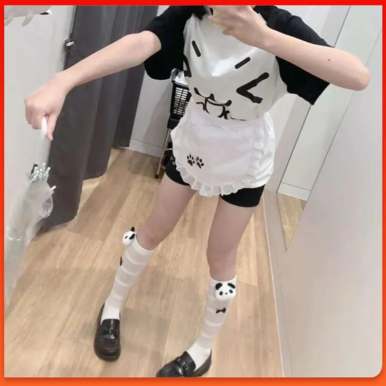 Lolita袜子玩偶熊猫中筒堆堆袜JK日系ins卡通萌系可爱风洛丽塔袜