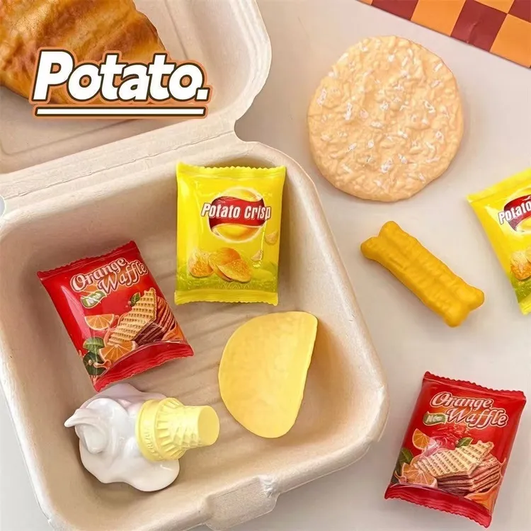 创意仿真搞怪趣味薯片雪饼食玩发夹可爱头饰少女零食鸭嘴发卡时尚