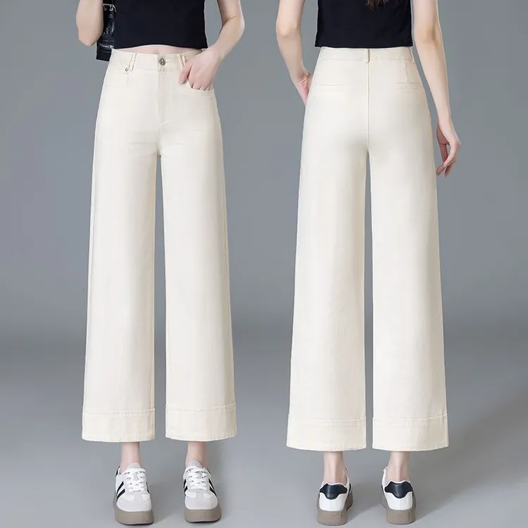 2025年新款阔腿牛仔裤经典版型卷边设计舒适百搭轻松打造时尚造型