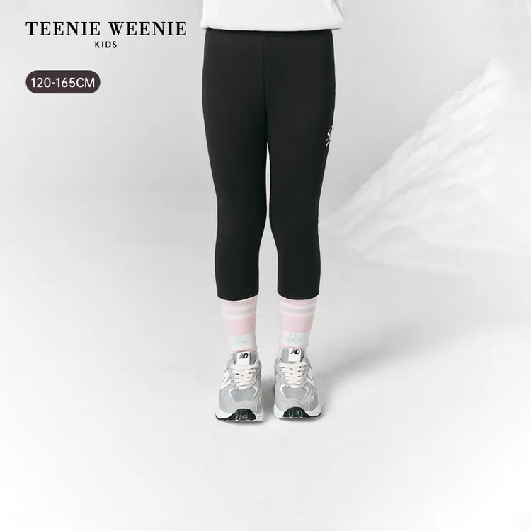 【达人专属】TeenieWeenieKids25年秋冬女童撞色裤脚银狐绒打底裤TKTM254T73B