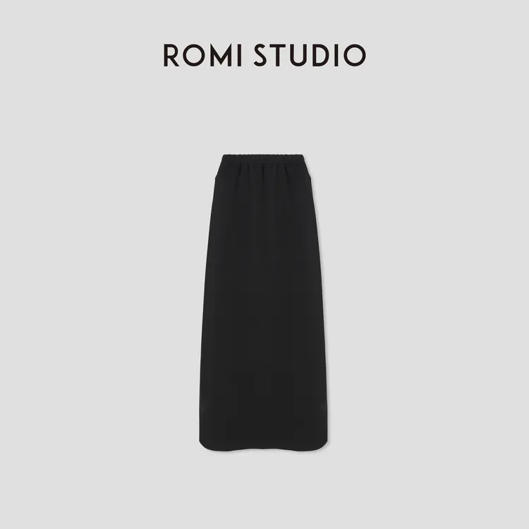 ROMI STUDIO“率性从容”再生植物纤维松紧腰修身半裙 431X5076
