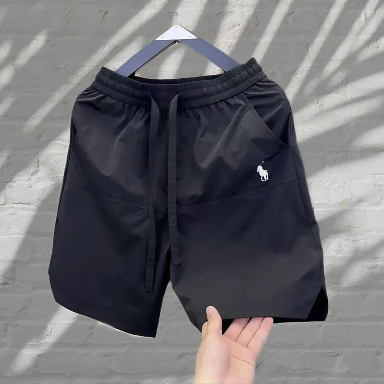 2025男士夏季休闲短裤透气薄款打孔五分裤刺绣运动百搭速干沙滩裤