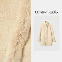 IDENTIFY冬季时尚兔毛毛领拼接苏力羊毛中长款外套25AWZX11022067