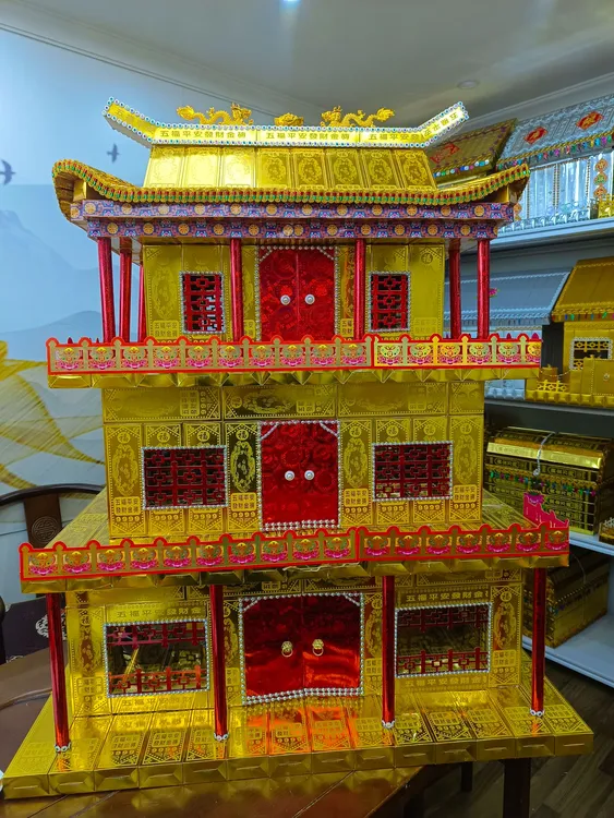 顺心白卡五福砖版 二层豪华别墅材料包装饰陈设摆件