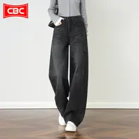 CBC黑灰色弯刀裤女2025新款秋高端牛仔原色微弧形香蕉梧桐镰刀裤