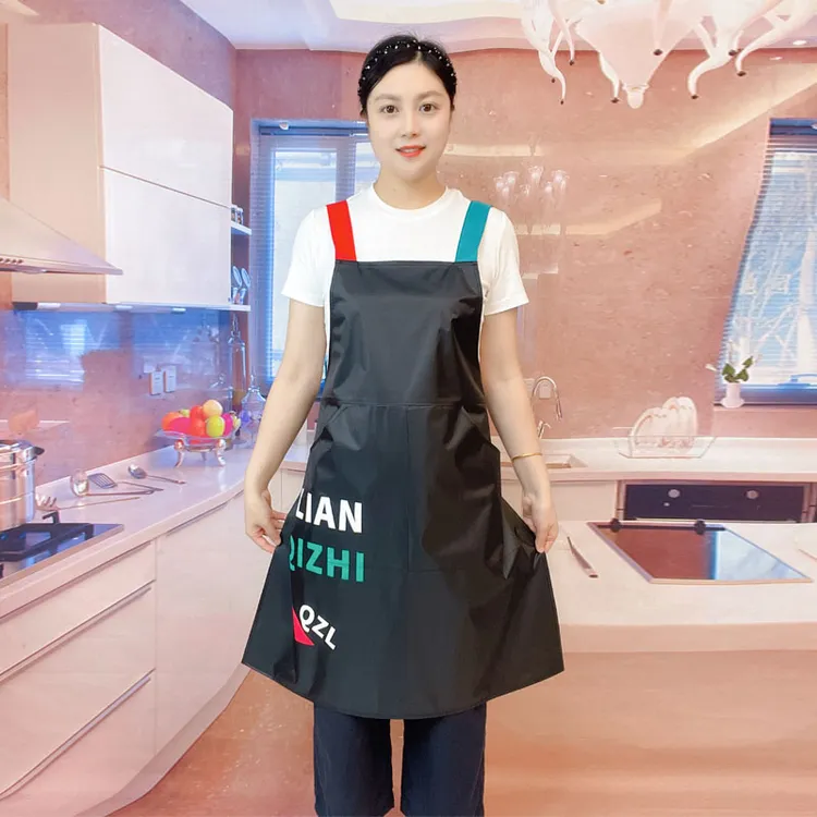  【30240】时尚围裙做饭家用成人防污耐脏背带拼色双色