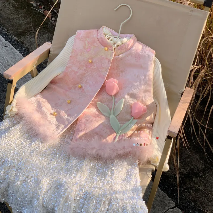 超好看的加棉中式马甲～搭配粉色也好看～