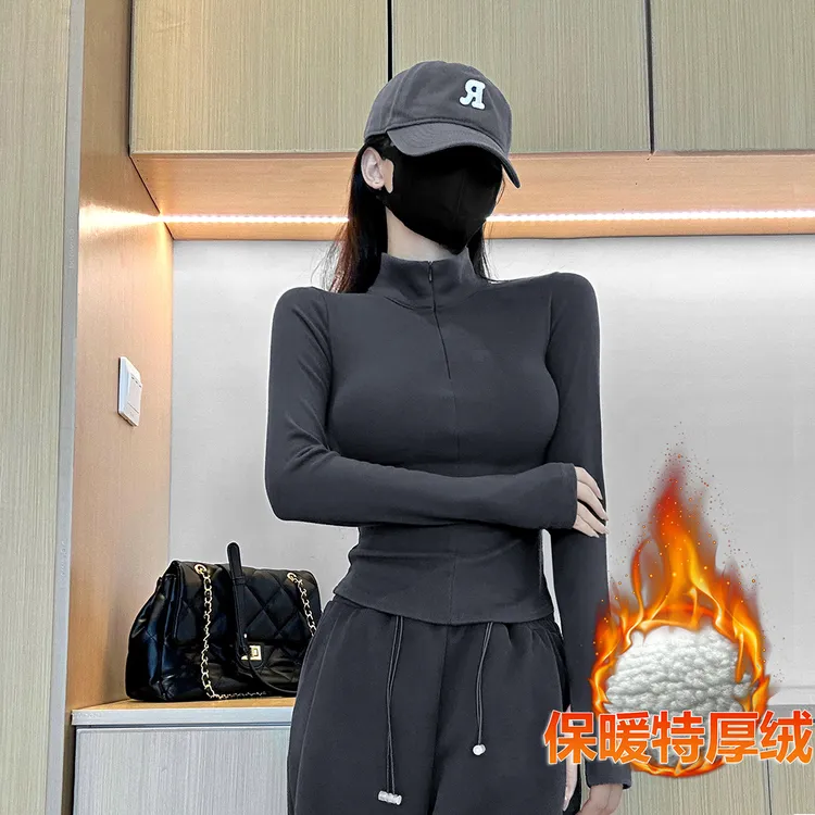 唐造2025秋冬新款加绒打底衫女士上衣可内搭外穿洋气T恤女装3038