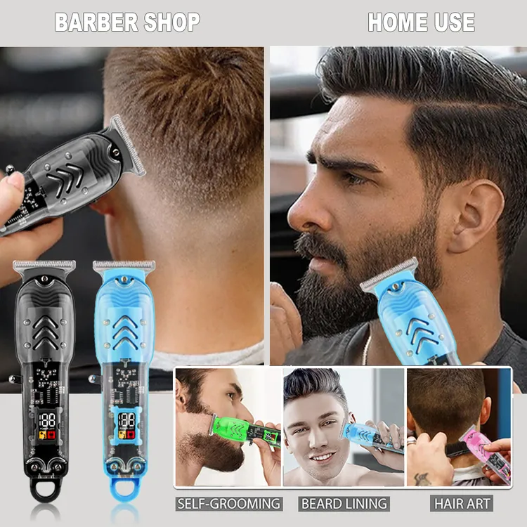 新款专业推光头油头雕刻电推子透明电动数显无线0毫米理发器