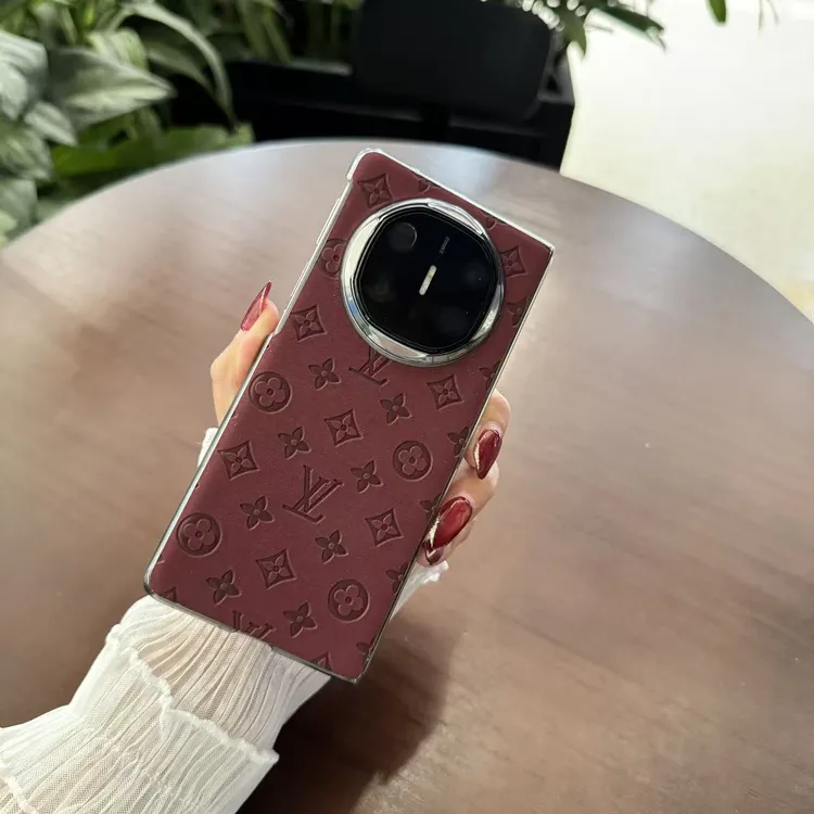 适用华为Matex6/x5折叠手机磁吸中轴压花丝绒时尚高档手机壳奢华