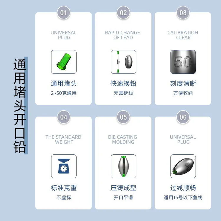 日式筏钓通心坠开口铅坠快速活动桥钓专用桥筏塑芯铅套装钓鱼配件