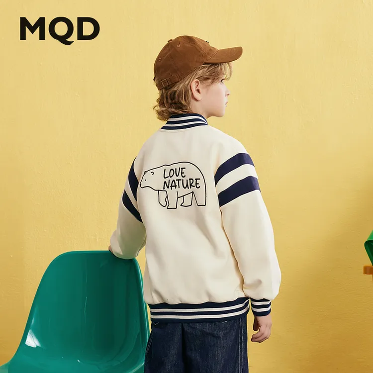 MQD童装儿童春秋学院风中大童棒球服简约休闲外套9651W0803