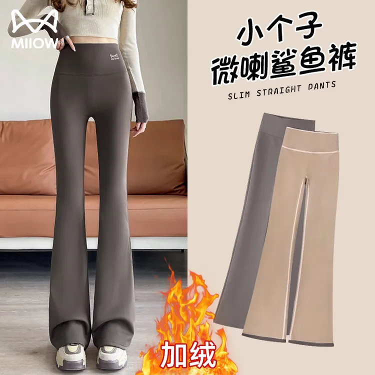 猫人小个子微喇鲨鱼裤女外穿加绒不掉档高腰显瘦瑜伽喇叭裤休闲裤