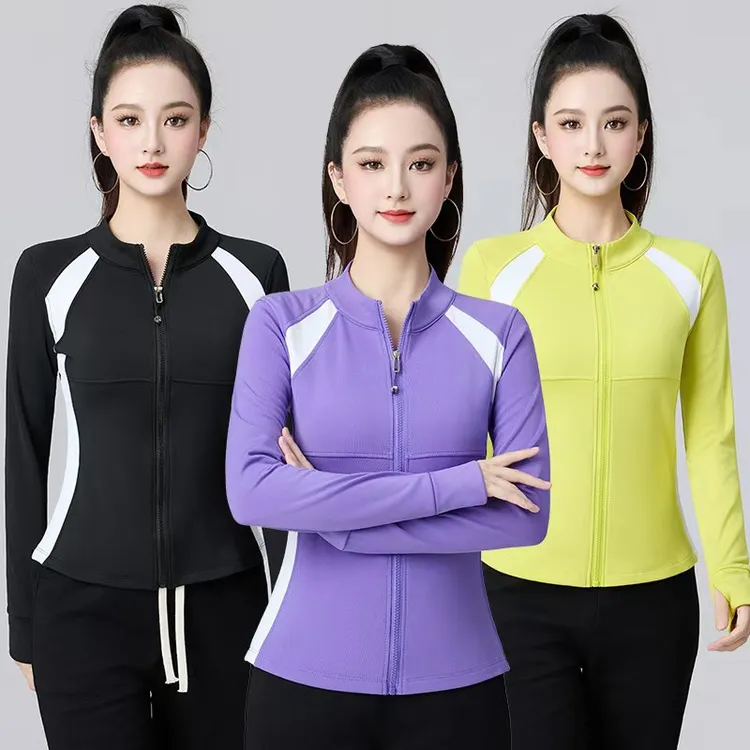 2025新款长袖运动户外速干保暖瑜伽健身秋冬加绒全拉链外套