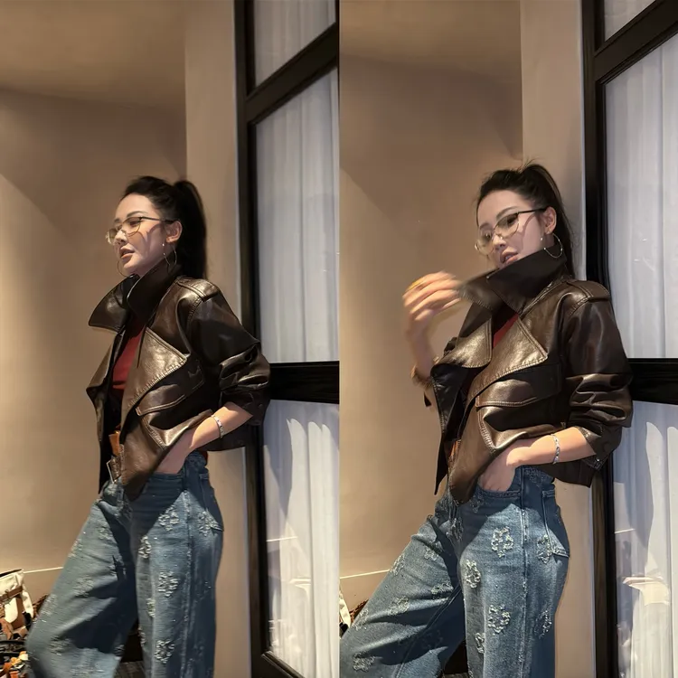 利达 NEW DADADA网红重工短款高级感复古时尚百搭皮衣外套CHM803