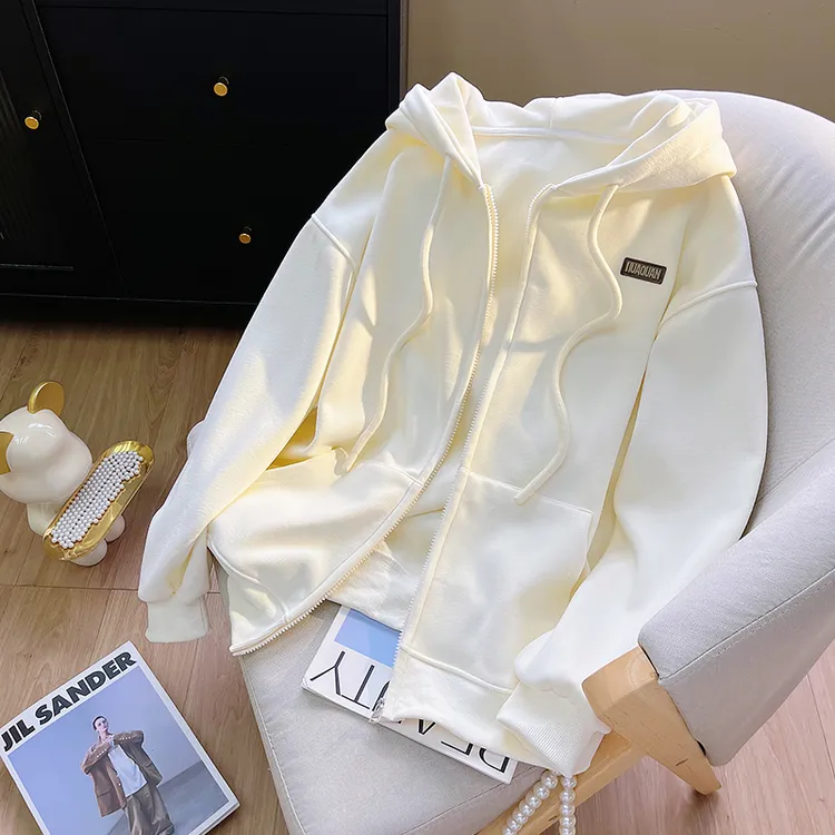 休闲学院风连帽外套女秋冬款时尚韩版休闲oversize加绒开衫卫衣潮