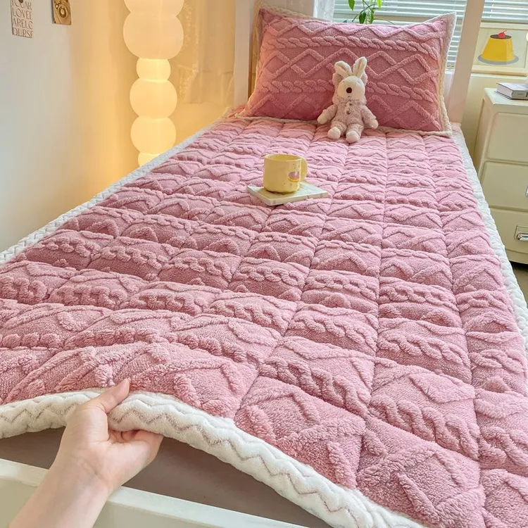 A类塔芙绒床褥保暖牛奶绒提花床垫褥子床护垫床褥垫床盖软垫毛毯