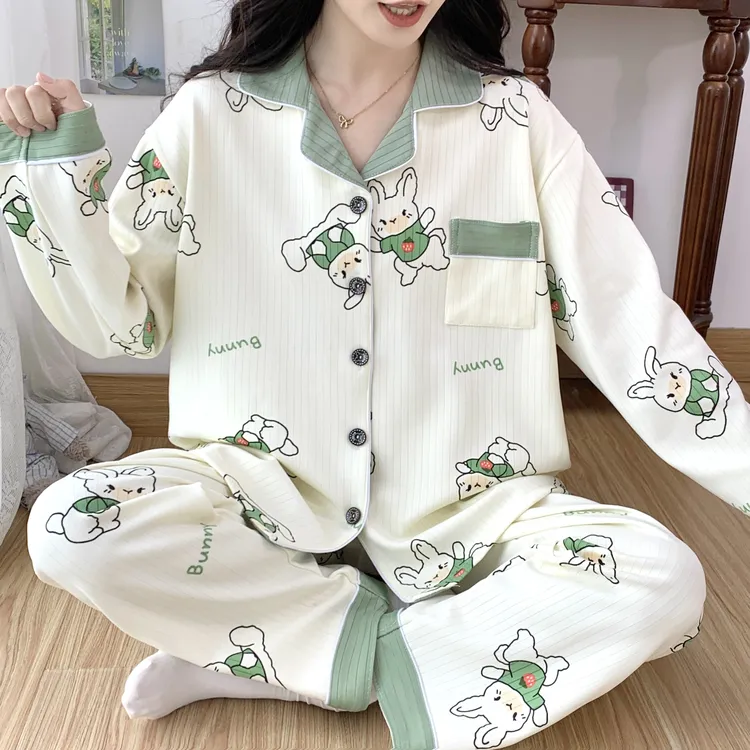 300斤胖妹妹大码可外出穿睡衣女长袖长裤春秋爆款2025新款家居服