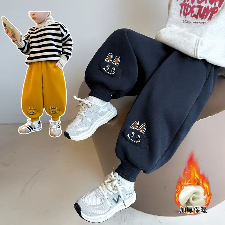 女童冬款加绒加厚拉布布卫裤2025新款女宝洋气炸街保暖束脚运动裤
