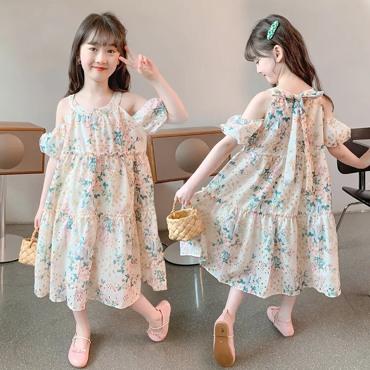 裙子中大童生日公主裙夏装宝宝戴维贝拉女童夏季新款碎花背心裙