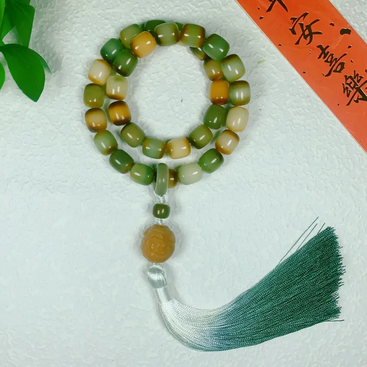 （赠盘玩袋手套鉴定珠）年糕款菩提根双圈手持手串搭风化菩提财爷