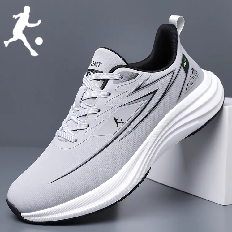 匹尔侨丹男鞋运动鞋2025新款飞织网面皮面软底防滑透气耐磨休闲鞋