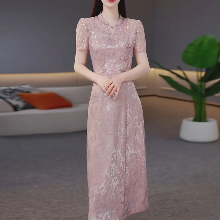 花色复古改良旗袍连衣裙2025夏季新款高端精致显瘦减龄女人味裙子