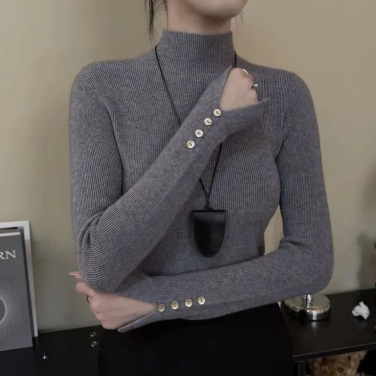 半高领安迪绒毛衣女打底衫2025秋冬新款套头内搭上衣针织衫潮188