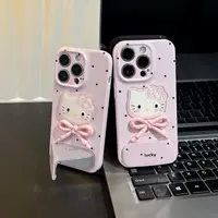 雅天立少女粉波点kitty适用苹果16手机壳13套华为vivo小米15oppo