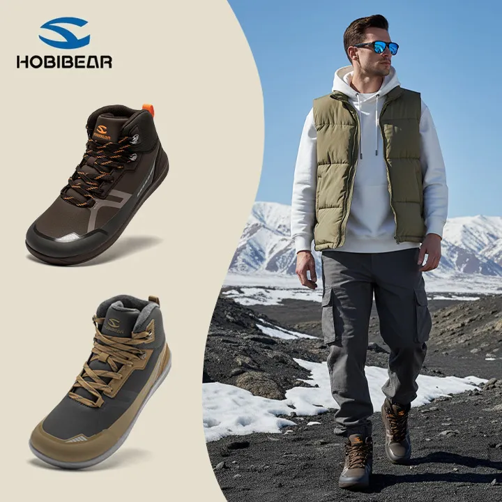HOBIBEAR户外休闲宽头马丁靴秋冬季新款雪地靴加绒保暖男士工装靴