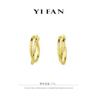 925银合成锆石耳饰 30196-金色白点灵蛇纹交叉豪镶百搭耳环