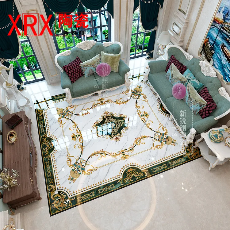 新品客厅法式瓷砖拼花餐厅巴洛克石材拼图别墅大厅欧式地板花式砖