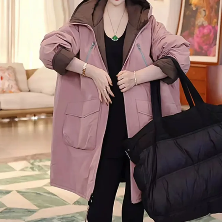 冬季时尚气质宽松显瘦休闲连帽双面穿保暖棉服外套女2025新款百搭