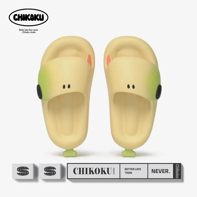 chikoku可爱香蕉小狗拖鞋女夏季外穿厚底防滑情侣居家情侣凉拖鞋