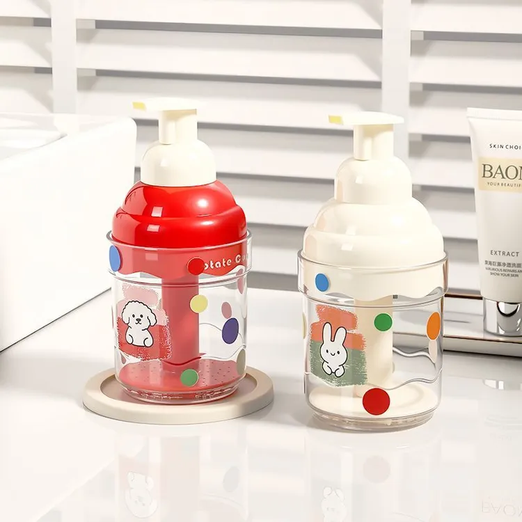 萌趣分装瓶旅行装沐浴露洗面奶慕斯泡沫按压瓶塑料万能打泡器